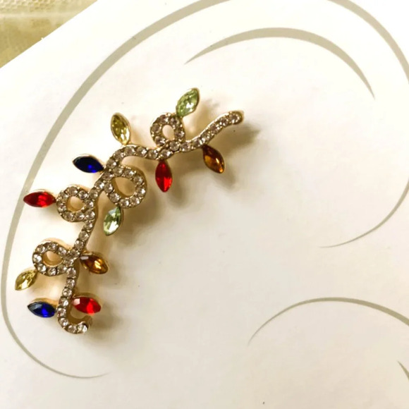 Colorful Rhinestone Fancy Twig Design Fashion Earrings - Picture 2 of 4